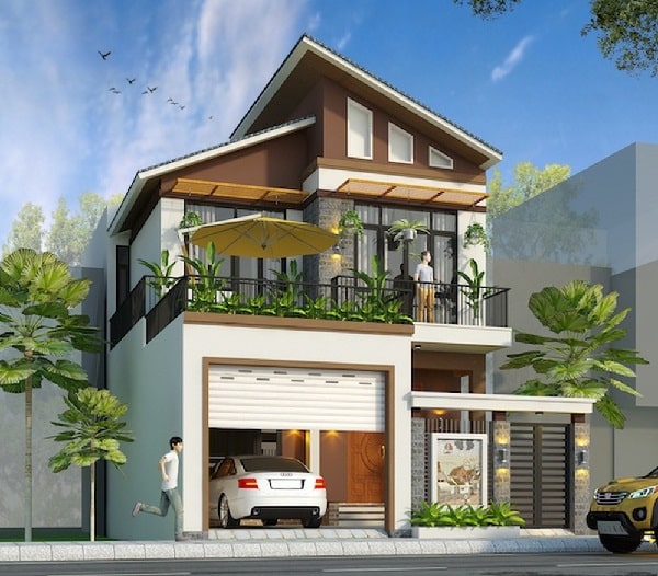 Hình 2 - Bố trí nhà phố 1 trệt 2 lầu