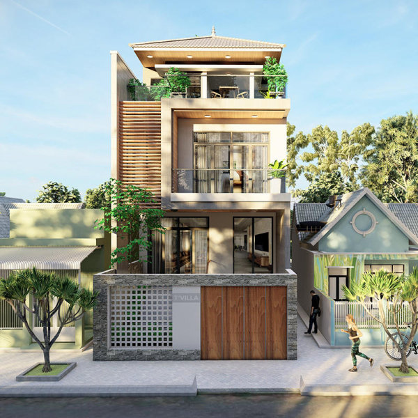 Hình 5 - Bố trí nhà phố 1 trệt 2 lầu